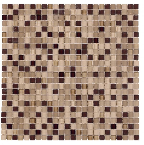 Micro mosaico in vetro colore crema marrone