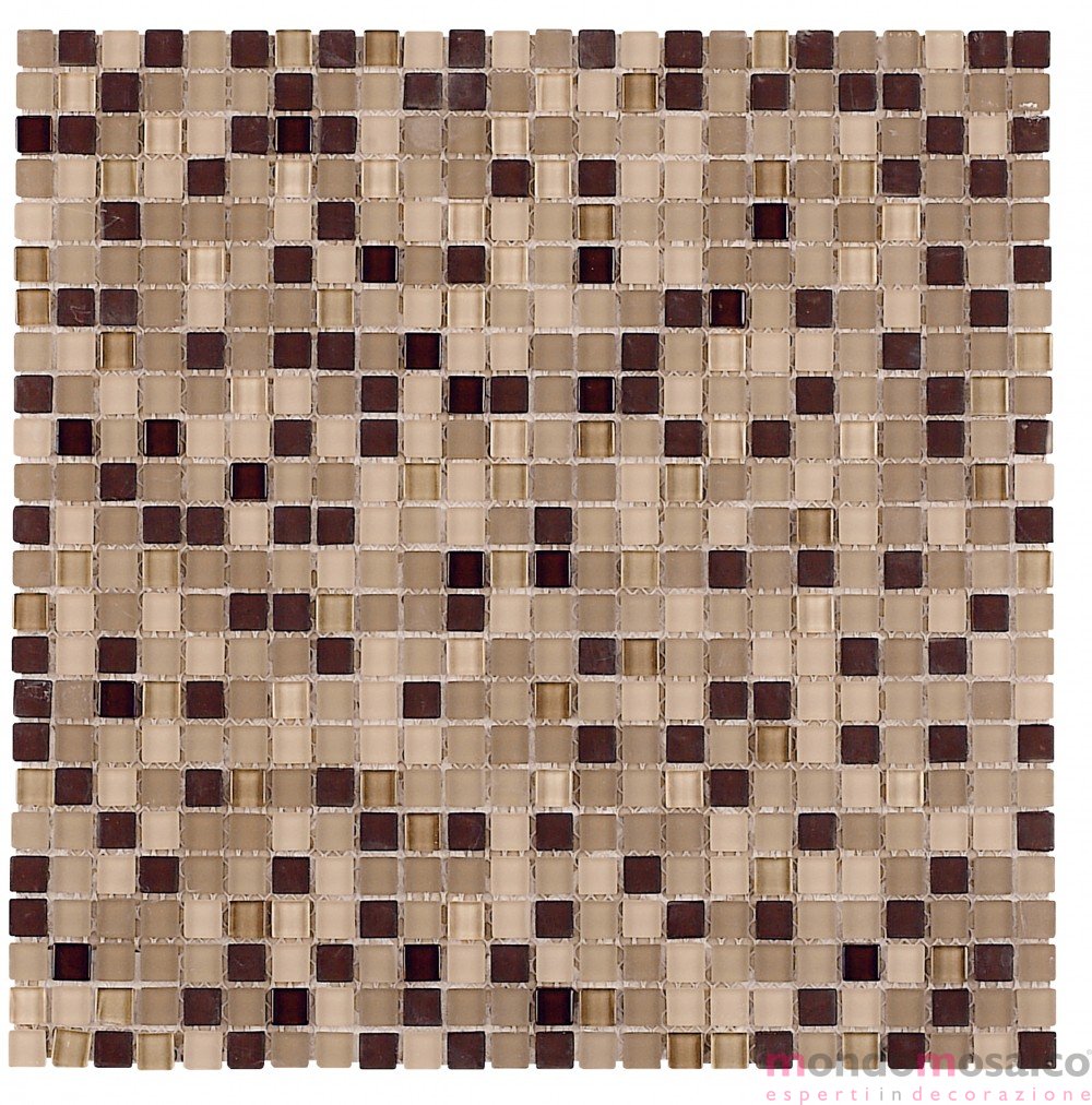 100 # Mosaico Colore Marrone Vetri e Piastrelle 1x1 cm spessore 2mm 