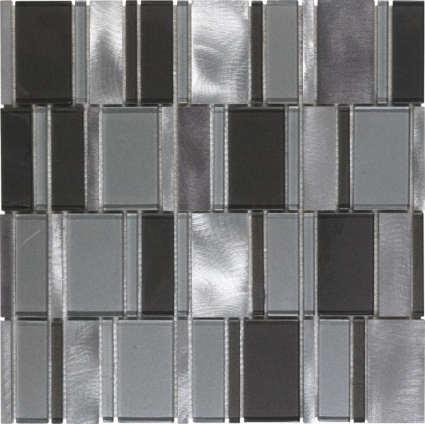 Mosaico di vetro ealluminio grigio