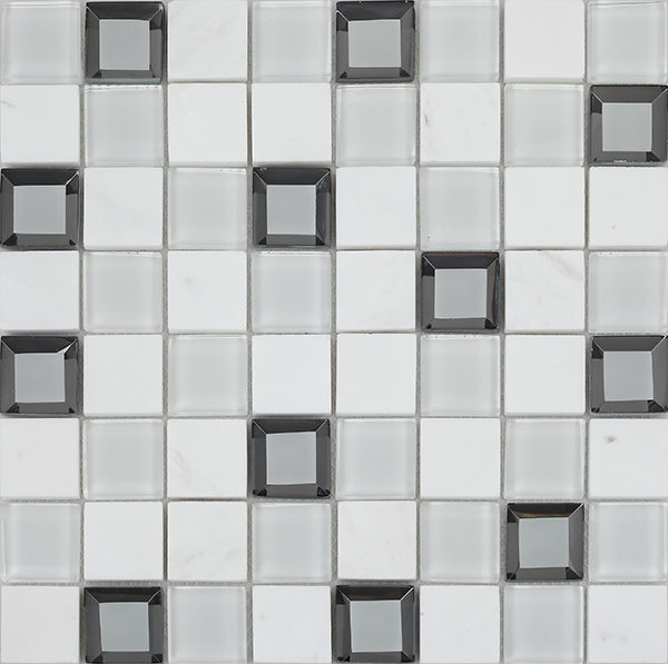 Mosaico in marmo bianco con ins