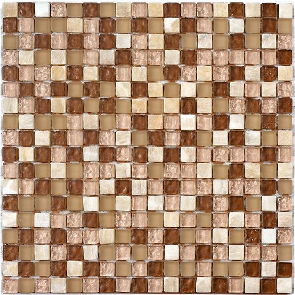 Mosaico in marmo e vetro con tessere piccole beige