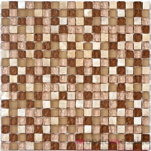 Mosaico in vetro e marmo con tessere piccole beige — Mondo Mosaico Italia