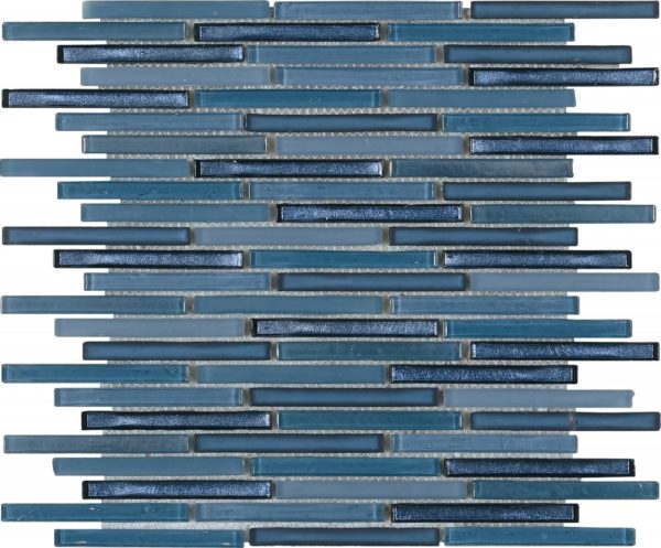 Mosaico in vetro a tessere rettangolari lucido:opaco blu