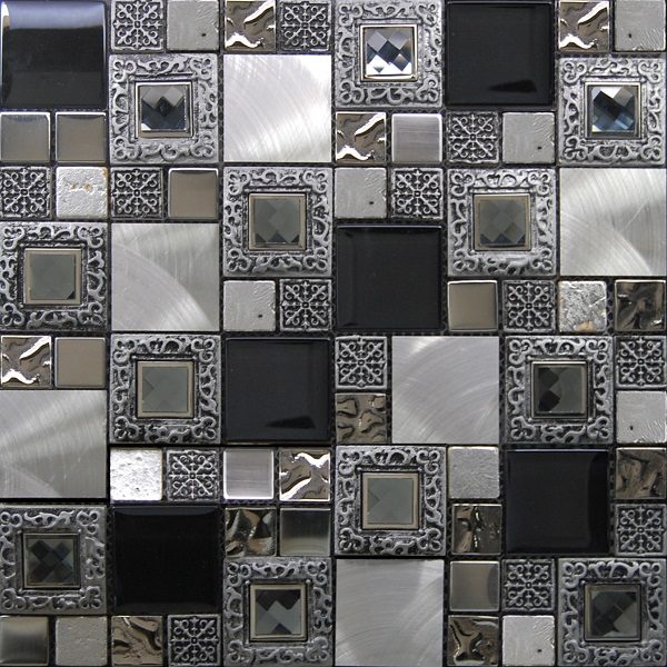 Mosaico in vetro alluminio e resina effetto lusso