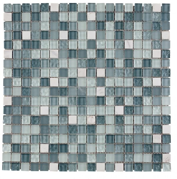 Mosaico in vetro e pietra grigio bluastro