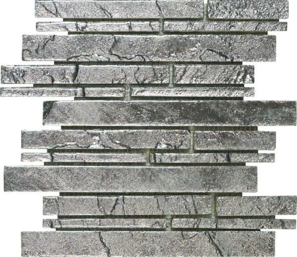 Mosaico rettangolare diverse larghezze in pietra argento