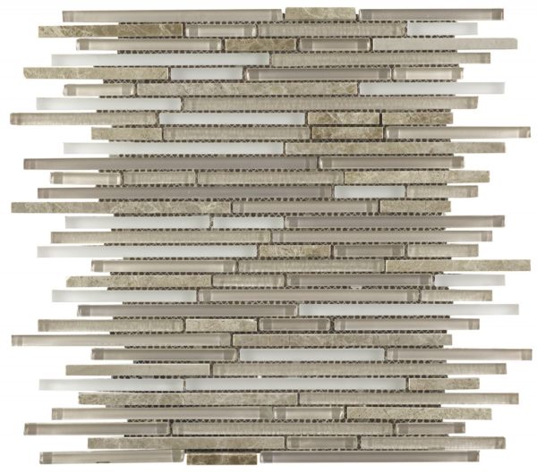 Mosaico rettangolare in vetro e pietra beige