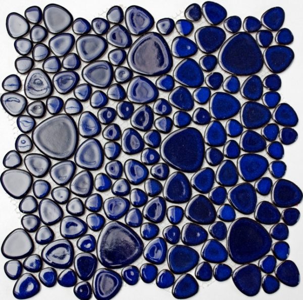 ciottoli blu smaltati mosaico